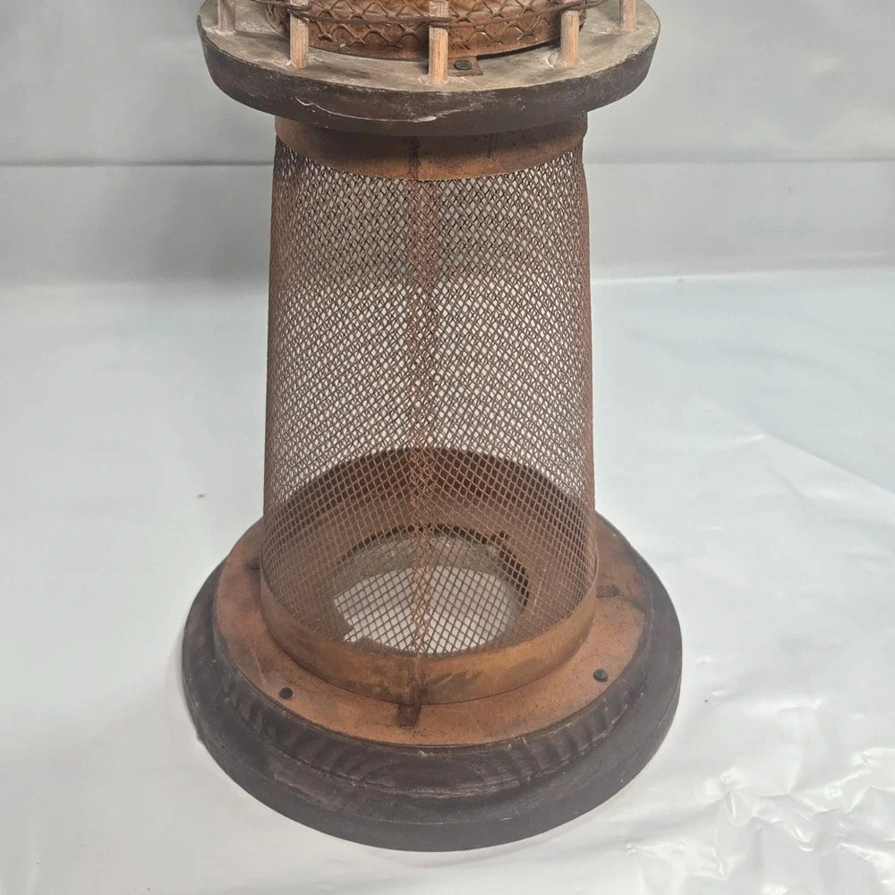 Rustic Wood Metal Lighthouse Decorative Nautical Tea Light Candle Holder Lantern